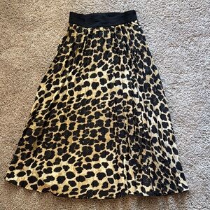 Zara Black and Tan Leopard Midi Skirt